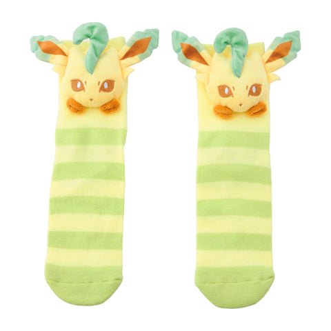 Leafeon Middle Socks (25-29cm) With Mascot - Authentic Japanese Pokémon Center Socks (cotton) 