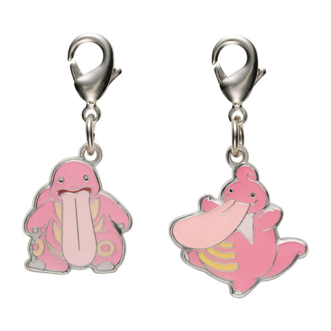 Lickitung, Lickilicky - National Pokédex Metal Charm Keychain #108, #463 - Authentic Japanese Pokémon Center Keychain 