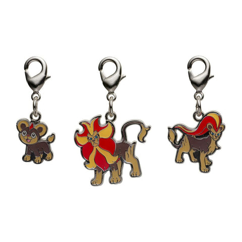 Litleo, Pyroar - National Pokédex Metal Charm Keychain #667, #668 - Authentic Japanese Pokémon Center Keychain 