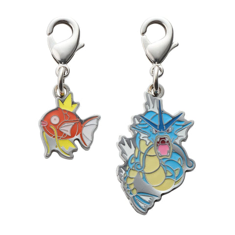 Magikarp, Gyarados - National Pokédex Metal Charm Keychain #129, #130 - Authentic Japanese Pokémon Center Keychain 