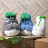 Medium Totoro Holding Leaf Plush Friendly Encounter - My Neighbor Totoro - Authentic Japanese Sun Arrow Plush 