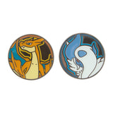Mega Charizard Y & Mega Absol Pokémon Coin-Design Pins (Set of 2) Pokémon Trading Card Game Pocket - Authentic Japanese Pokémon Center Pin 