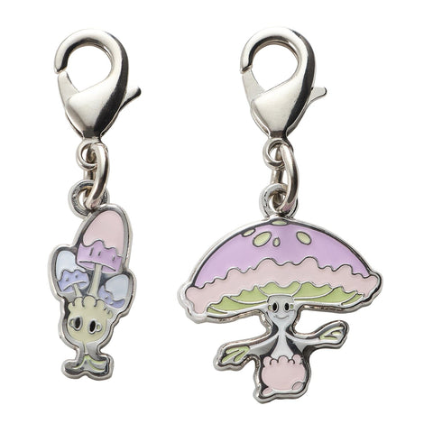 Morelull, Shiinotic - National Pokédex Metal Charm Keychain #755, #756 - Authentic Japanese Pokémon Center Keychain 