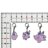 Nidoran♂, Nidorino, Nidoking - National Pokédex Metal Charm Keychain #032, #033, #034 - Authentic Japanese Pokémon Center Keychain 