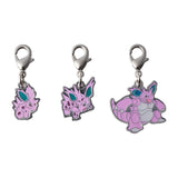 Nidoran♂, Nidorino, Nidoking - National Pokédex Metal Charm Keychain #032, #033, #034 - Authentic Japanese Pokémon Center Keychain 