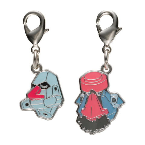Nosepass, Probopass - National Pokédex Metal Charm Keychain #299, #476 - Authentic Japanese Pokémon Center Keychain 