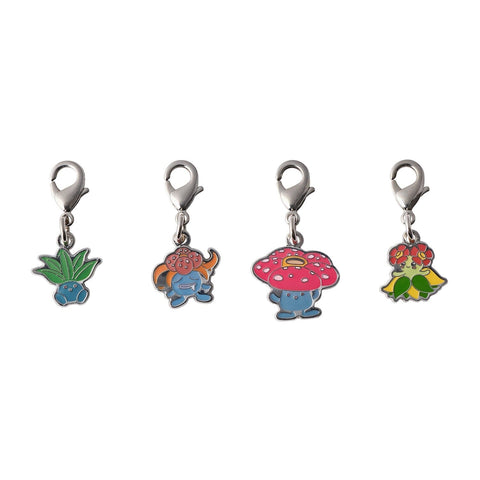 Oddish, Gloom, Vileplume, Bellossom - National Pokédex Metal Charm Keychain #043, #044, #045, #182 - Authentic Japanese Pokémon Center Keychain 