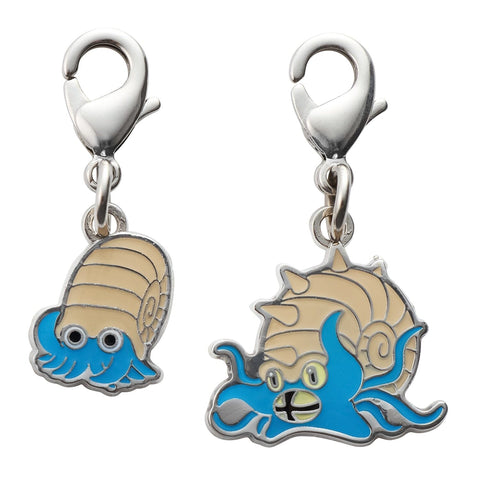 Omanyte, Omastar - National Pokédex Metal Charm Keychain #138, #139 - Authentic Japanese Pokémon Center Keychain 