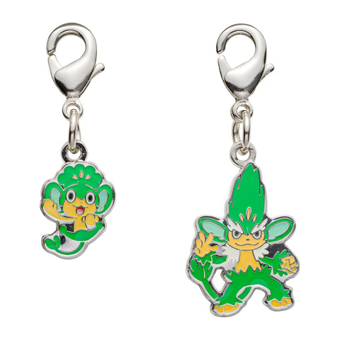 Pansage, Simisage - National Pokédex Metal Charm Keychain #511, #512 - Authentic Japanese Pokémon Center Keychain 