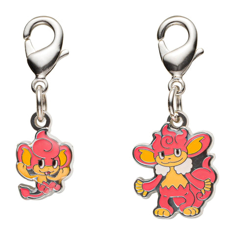 Pansear, Simisear - National Pokédex Metal Charm Keychain #513, #514 - Authentic Japanese Pokémon Center Keychain 
