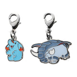 Phanpy, Donphan - National Pokédex Metal Charm Keychain #231, #232 - Authentic Japanese Pokémon Center Keychain 