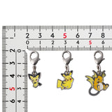 Pichu, Pikachu, Raichu - National Pokédex Metal Charm Keychain #172, #025, #026 - Authentic Japanese Pokémon Center Keychain 