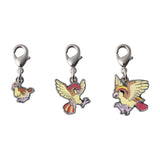 Pidgey, Pidgeotto, Pidgeot - National Pokédex Metal Charm Keychain #016, #017, #018 - Authentic Japanese Pokémon Center Keychain 