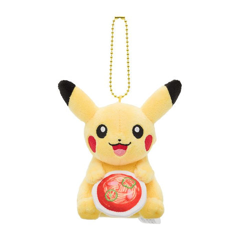 Pikachu Mascot Keychain Ankake Spaghetti (Pokémon Center Nagoya) - Celebis Celebration - Authentic Japanese Pokémon Center Mascot Plush Keychain 