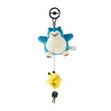 Pikachu, Snorlax Mascot Plush Key Holder Pokémon Escape (Run) - Authentic Japanese Pokémon Center Mascot Plush Keychain 