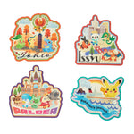 Pikachu Sticker With Johto, Unova And Paldea Region (Set of 4) - Pokémon's Journey - Authentic Japanese Pokémon Center Sticker 