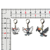 Pikipek, Trumbeak, Toucannon - National Pokédex Metal Charm Keychain #731, #732, #733 - Authentic Japanese Pokémon Center Keychain 