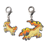 Ponyta, Rapidash - National Pokédex Metal Charm Keychain #077, #078 - Authentic Japanese Pokémon Center Keychain 