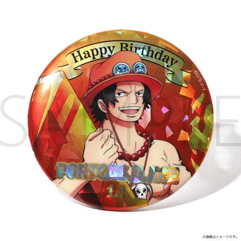 Portgas D. Ace HBD (1.1) Initial Hologram Tin Badge - ONE PIECE - Authentic Japanese TOEI ANIMATION Pin 