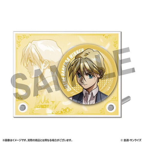 Quatre Tin Badge Acrylic Stand - Mobile Suit Gundam W&Endless Waltz - Authentic Japanese Bandai Namco Pin 