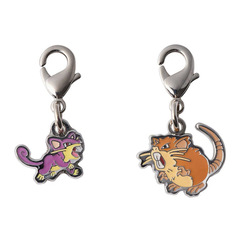 Rattata, Raticate - National Pokédex Metal Charm Keychain #019, #020 - Authentic Japanese Pokémon Center Keychain 
