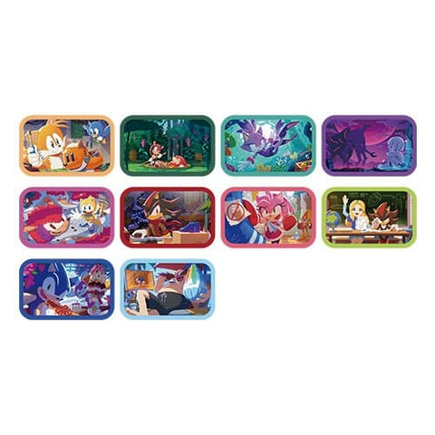 Rectangle Tin Badge Collection (SONIC PICT) - Sonic the Hedgehog (10Pcs/BOX) - Authentic Japanese SEGA Pin 