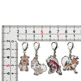 Rockruff, Lycanroc (Midday Form), Lycanroc (Midnight Form), Lycanroc (Dusk Form) - National Pokédex Metal Charm #744, #745 - Authentic Japanese Pokémon Center Keychain 
