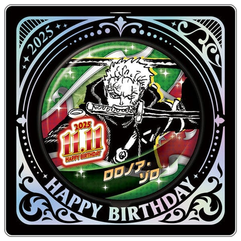 Roronoa Zoro Birthday Tin Badge - ONE PIECE - Authentic Japanese TOEI ANIMATION Pin 