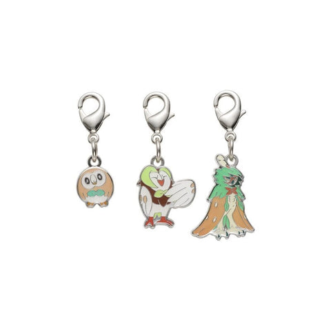 Rowlet, Dartrix, Decidueye - National Pokédex Metal Charm Keychain #722, #723, #724 - Authentic Japanese Pokémon Center Keychain 