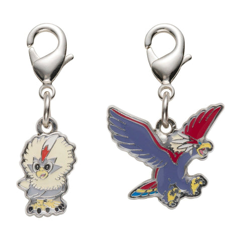 Rufflet, Braviary - National Pokédex Metal Charm Keychain #627, #628 - Authentic Japanese Pokémon Center Keychain 