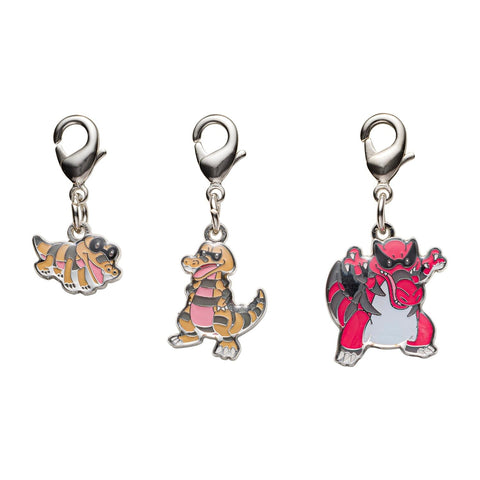 Sandile, Krokorok, Krookodile - National Pokédex Metal Charm Keychain #551, #552, #553 - Authentic Japanese Pokémon Center Keychain 