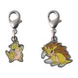 Sandshrew, Sandslash - National Pokédex Metal Charm Keychain #027, #028 - Authentic Japanese Pokémon Center Keychain 
