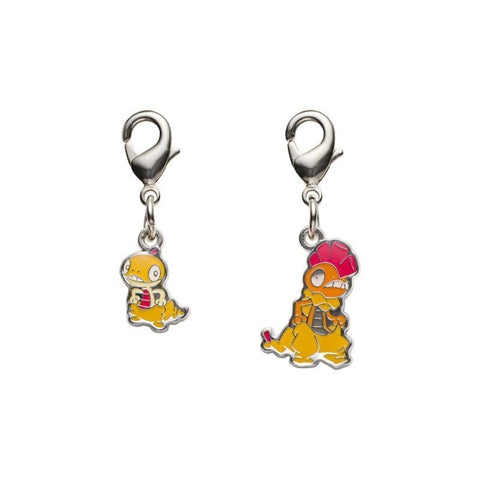 Scraggy, Scrafty - National Pokédex Metal Charm Keychain #559, #560 - Authentic Japanese Pokémon Center Keychain 