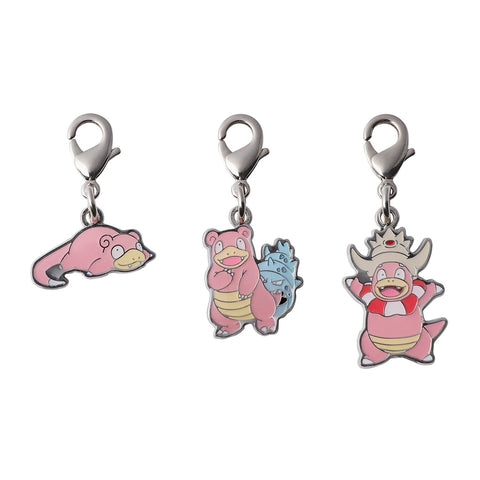 Slowpoke, Slowbro, Slowking - National Pokédex Metal Charm Keychain #079, #080, #199 - Authentic Japanese Pokémon Center Keychain 