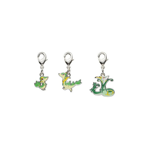 Snivy, Servine, Serperior - National Pokédex Metal Charm Keychain #495, #496, #497 - Authentic Japanese Pokémon Center Keychain 