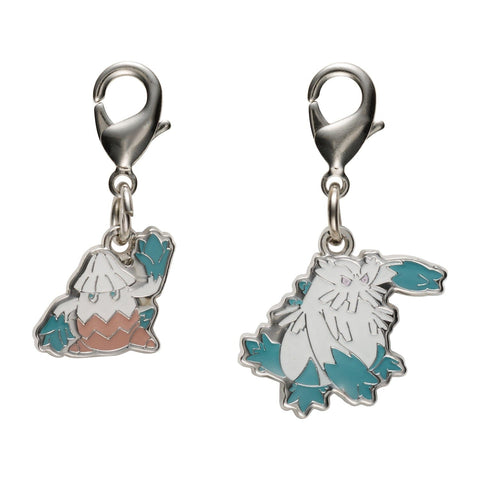 Snover, Abomasnow - National Pokédex Metal Charm Keychain #459, #460 - Authentic Japanese Pokémon Center Keychain 