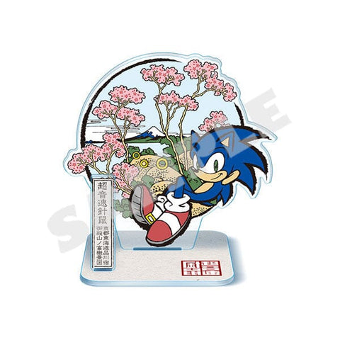 Sonic Mini Acrylic Stand Diorama "Gotenyama at Shinagawa Scenery" - Japanese Sonic - Authentic Japanese SEGA Acrylic Stand 