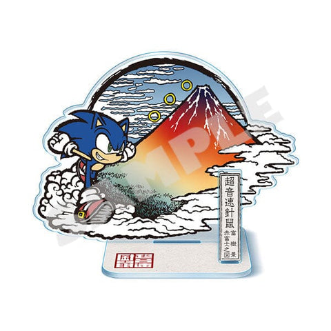 Sonic Mini Acrylic Stand Diorama "Red Mt. Fuji Scenery" - Japanese Sonic - Authentic Japanese SEGA Acrylic Stand 