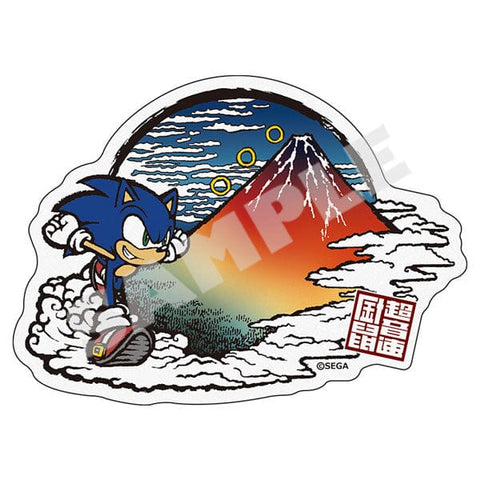 Sonic Sticker "Red Mt. Fuji Scenery" - Japanese Sonic - Authentic Japanese SEGA Sticker 