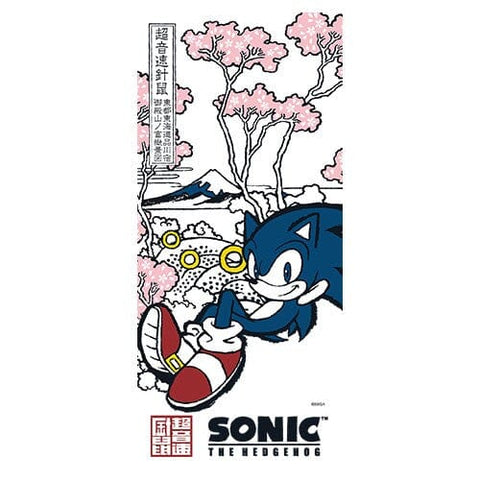 Sonic Tenugui Towel "Gotenyama at Shinagawa Scenery" - Japanese Sonic - Authentic Japanese SEGA Towel (cotton) 