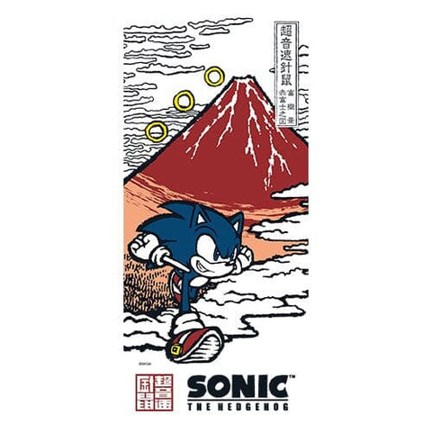 Sonic Tenugui Towel "Red Mt. Fuji Scenery" - Japanese Sonic - Authentic Japanese SEGA Towel (cotton) 