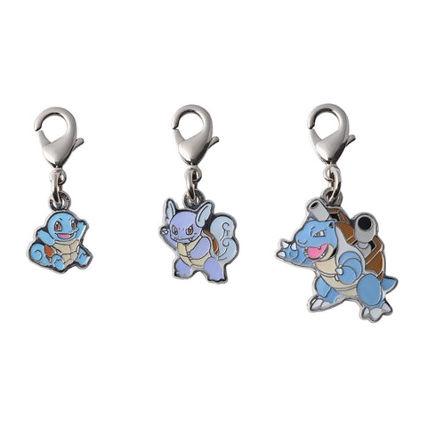 Squirtle, Wartortle, Blastoise - National Pokédex Metal Charm Keychain #007, #008, #009 - Authentic Japanese Pokémon Center Keychain 