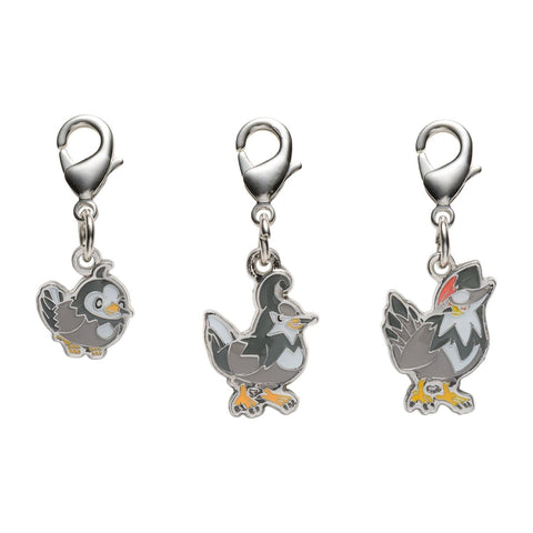 Starly, Staravia, Staraptor - National Pokédex Metal Charm Keychain #396, #397, #398 - Authentic Japanese Pokémon Center Keychain 