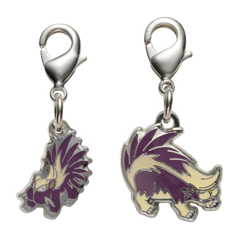 Stunky, Skuntank - National Pokédex Metal Charm Keychain #434, #435 - Authentic Japanese Pokémon Center Keychain 