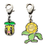 Sunkern, Sunflora - National Pokédex Metal Charm Keychain #191, #192 - Authentic Japanese Pokémon Center Keychain 