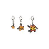 Tepig, Pignite, Emboar - National Pokédex Metal Charm Keychain #498, #499, #500 - Authentic Japanese Pokémon Center Keychain 