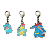 Totodile, Croconaw, Feraligatr - National Pokédex Metal Charm Keychain #158, #159, #160 - Authentic Japanese Pokémon Center Keychain 