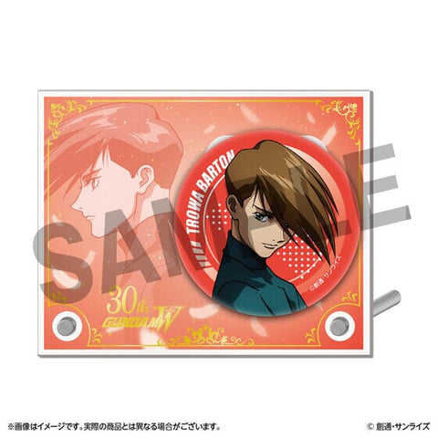 Trowa Tin Badge Acrylic Stand - Mobile Suit Gundam W&Endless Waltz - Authentic Japanese Bandai Namco Pin 