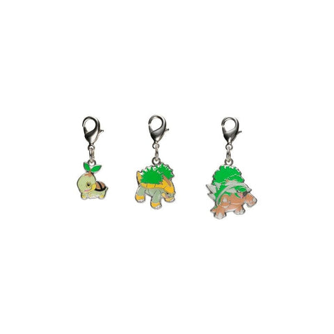 Turtwig, Grotle, Torterra - National Pokédex Metal Charm Keychain #387, #388, #389 - Authentic Japanese Pokémon Center Keychain 