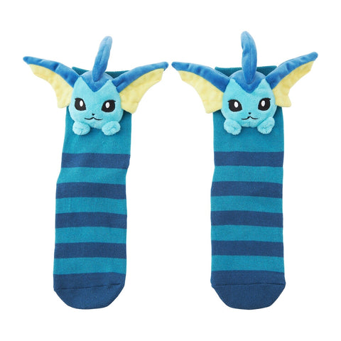 Vaporeon Middle Socks (25-29cm) With Mascot - Authentic Japanese Pokémon Center Socks (cotton) 